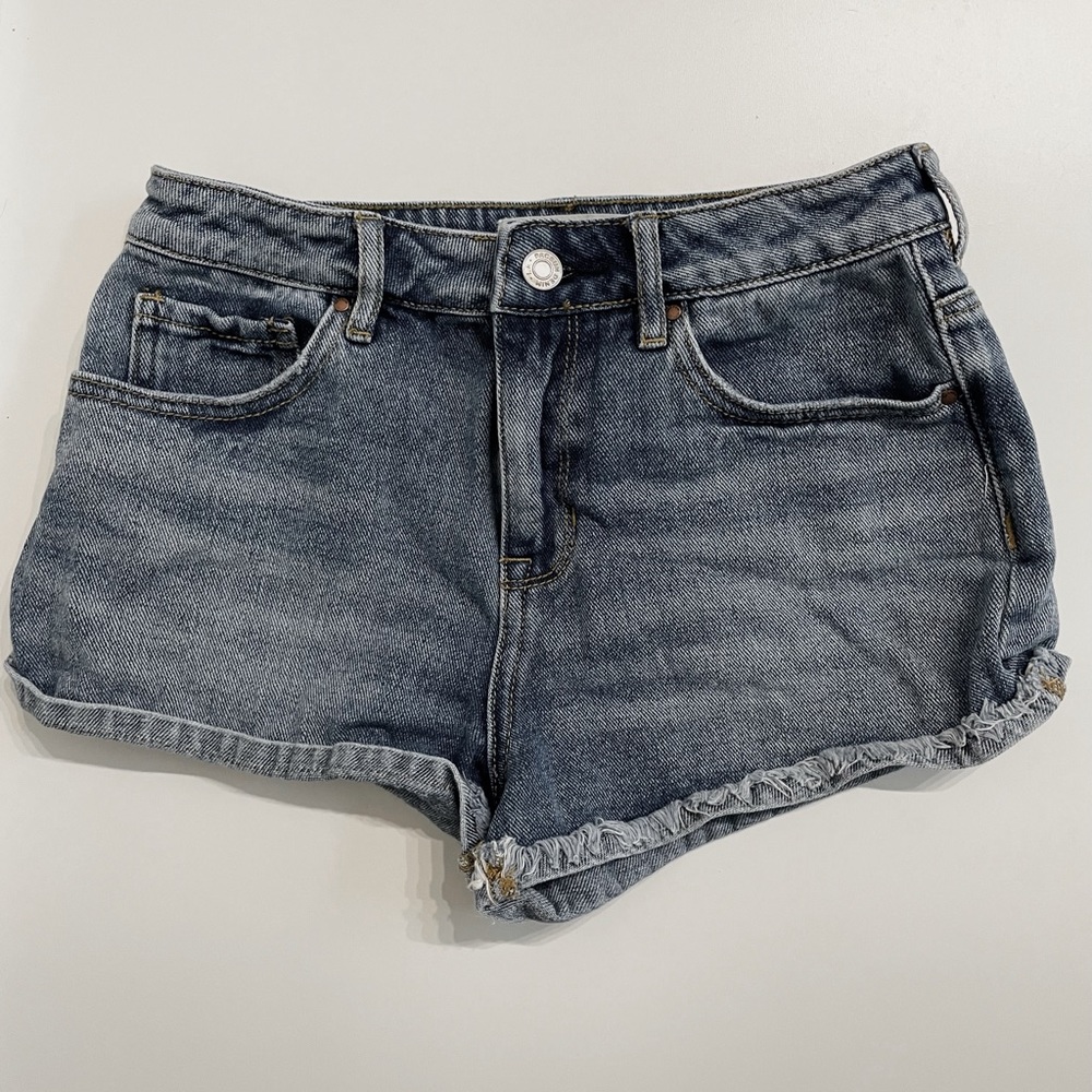 Pac Sun High Rise Cuffed Frayed Jean Shorts